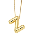 Golden 3D balloon-style letter Z pendant necklace with polished box chain - Letter Z