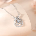 S925 sterling silver butterfly wreath necklace with sparkling zircons in silver finish - White Gold Color (DY806)