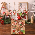 Set of 12 colorful wooden Christmas elf ornaments with JOY and ELF letter signs - Elf / 12PCS