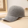 Classic grey wool blend knitted baseball cap for winter outdoor casual wear - Light Gray