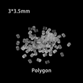 Macro detail of clear silicone polygon earring backings 3x3.5mm on black background - 5mm Roman Column