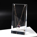 Detail of rose gold necklace with purple gemstone pendant on acrylic display stand - Large Transparent 6*3*12CM