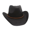 Klassischer schwarzer gewebter Western-Cowboyhut mit braunem Flechtband für den Sonnenschutz - Geflochtene Seildekoration / Schwarz
