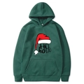Grüner Weihnachts-Hoodie mit roter Weihnachtsmütze und festlichem HO HO HO Aufdruck - Dunkelgrün