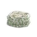 Single-row elastic crystal bracelet with alternating green and white rhinestones in silver - Silver Multi-layer Green White Rhinestone