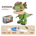 Groene dinosaurus 5-in-1 schrijfset met niuwtmachine, slijper, liniaal, gum en potlood - Dilophosaurus Briefpapier / Groen (Dilophosaurus)