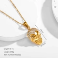 Collier tête de mort doré en acier inoxydable avec pierres de zircon et chaîne 45cm - Couleur Or (N0151G)
