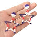 Independence Day patriotic star earrings with red, white and blue stripes design - G100 Pentagram Studs
