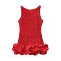 Rode mouwloze paillettenjurk voor meisjes met volumineuze rozetrok voor feestelijke dagen - XS / Rood