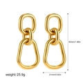 Maße der 18K vergoldeten Doppelglied-Ohrringe mit 25,9g Gewicht und einer Höhe von 50mm - Doppelschleife Gold Glatt