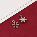 Snowflake alloy charms in silver finish and one with a red gemstone for DIY jewelry - 47# Silver K Small Snowflake with Red Rhinestone