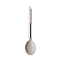 Beige silicone and stainless steel cooking spoon with hanging hole for kitchen sets - Spoon