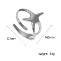 Dettaglio anello aperto a stella argento con misure di 17,4 mm di altezza e 16,5 mm - Color Acciaio