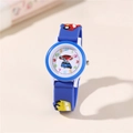 Orologio per bambini blu con auto a cartoni su cinturino in silicone e numeri colorati - Blu