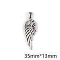 Detailed view of silver feather wing pendant with rose carving, size 35mm x 13mm - Rose Angel Wing Pendant (P00088S)