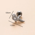 Silver dagger cartilage stud with clear cubic zirconia insets measuring 1.2cm by 0.8cm - Silver 7# Dagger Sword