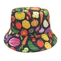 Chapeau bob unisexe avec imprimé légumes coloré pour les activités d'été en plein air - M (56-58cm) / Noir