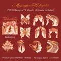 Vintage PET sticker set with gold foiled butterflies and lamps for journaling - 10 Pcs / Magnificent Chapter