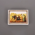 Macro detail of rectangle resin fridge magnet featuring The Gleaners oil painting motif - Frame - The Gleaners