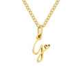 Golden letter G initial pendant necklace with heart detail and fine link chain - Letter G (G-Gold) / Gold