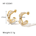 Orecchini a onde dorati con perle bianche modello HF-E3341, dimensione 27 mm - Stile Cerchio con Perle a Onde (HF-E3341) / Oro