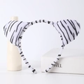 Plush black and white tiger stripe cat ear headband for parties and costume events - Zebra