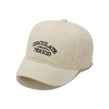 Cappellino da baseball classico in cotone crema con scritte ricamate nere su sfondo bianco - M (56-58cm) / Beige