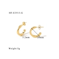 Detail showing 18K gold plated twisted C-shape earrings dimensions 20mm and 5g weight - Twisted C-Hoop (HF-E3513-G)