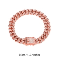 Classic 13mm Cuban link chain in rose gold finish with iced out diamonds 35cm length - 35cm / Rose Gold
