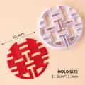 Chinese wedding theme double happiness plastic cookie cutter mold with 10.4cm red sample - Plastic Cutter Large Double Happiness