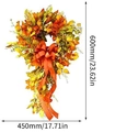 Autumn harvest teardrop wreath with orange bow, dimensions 600x450mm for home decor - Door Swag (Deluxe Version)