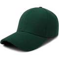 Classic dark green six-panel baseball cap in premium cotton twill with curved brim - Adjustable / Olive Green