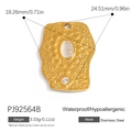 Gold stainless steel sunflower pendant with hammer texture and natural stone inlay - Oval Spar Irregular Hammered Pendant (PJ92564B)
