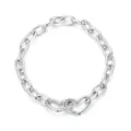 Minimalist S925 sterling silver interlocking chain bracelet with twin heart ring charms - 925 Silver / Interlocking Heart Style (BSB172-19)