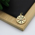 18K gold plated celestial eye pendant with colorful zircon star and moon detail - Moon Star Eye Retro Style