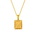 Collier vintage plaqué or 18K avec pendentif carré lettre M au design ajouré - Lettre M (SP598G-M)