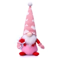 Roze Valentijn kabouter knuffel met harthoed en rode roos voor romantische decoratie - Herenstijl