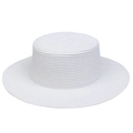 White flat top wide brim straw sun hat with fine woven texture for summer protection - Cow Skull Decor Band Style (284H)