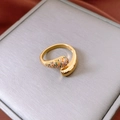 Detailed close-up of a vintage hollow butterfly ring with colorful zircon stones - Gold Colorful Water Drop Style (28#)