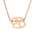 Minimalist rose gold stainless steel necklace featuring a Cancer zodiac sign pendant - Cancer - Rose Gold