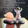 Pink planet astronaut desk lamp with battery power switch and gift box packaging - Gold C-Style Astronaut - Battery Version (No.10)