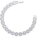 Detail of silver tennis bracelet with cubic zirconia inlay and secure insertion clasp - Platinum Color (8mm)