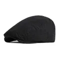 Vintage black corduroy flat cap for men and women with minimalist retro short brim design - Adjustable / Black