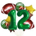 Set palloncini football americano con numero 12 verde e palloncini Touchdown in foil - Set Tema Football Numero Dodici