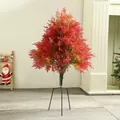 Mini red artificial pine needle Christmas tree with metal stand for table decoration - Small Christmas Tree (Metal Tripod Model)