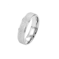 Close-up detail of a frosted titanium steel ring with a sparkling sandblasted finish. - Size 5 / 6mm Plain / Silver