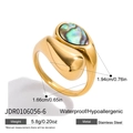 Anillo de acero inoxidable bañado en oro de 18K con incrustación de concha de abulón - US 6 / Anillo / Dorado