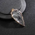 Arrowhead crystal pendant with transparent white quartz and golden metal plating - Gold Edge Transparent White Arrowhead (21*45mm) - Pendant Only