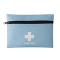 Portable light blue first aid bag with white cross icon and zipper for medical storage - Large Flat Style / Blue