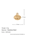 Shell shaped pendant in 14K gold plated stainless steel with measurement details - Textured Shell Pendant - Gold